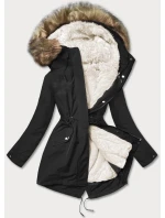 Černo-ecru teplá dámská zimní bunda (w629) Černo-ecru teplá dámská zimní bunda (w629)