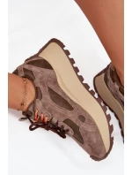 Kožené sneakersy na platformě dámské Big Star SS274627 HI-POLY SYSTEM béžové