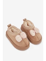 Dětské sněhule s výšivkou a mašličkou Daven – béžové