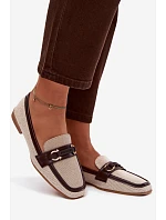 Dámské mokasíny Loafersy H8-515 hnědo-bežové - Evelora Dámské mokasíny Loafersy H8-515 hnědo-bežové - Evelora