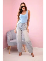 Dámská halenka na ramínka s výstřihem modrý