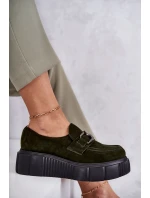 Módní semišové boty na platformě Khaki Marsol Módní semišové boty na platformě Khaki Marsol