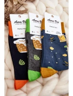 Pánské ponožky v pivově šedozeleném vzoru