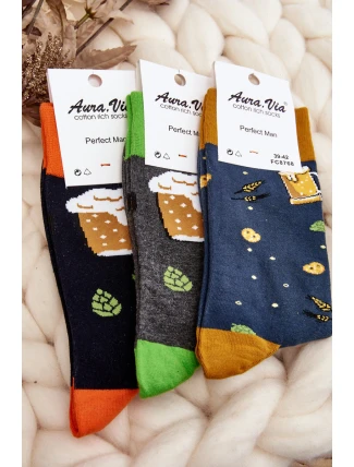 Pánské ponožky v pivově šedozeleném vzoru