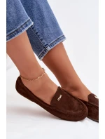 Dámské mokasíny s malým zlatým detailem čokoládové Sarivelle