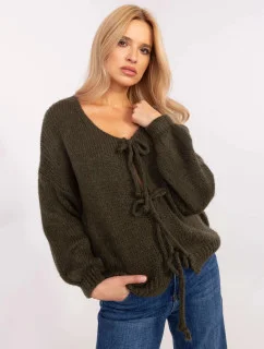 Volný dámský kardigan v khaki barvě (0412)