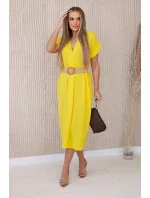 Šaty s ozdobným páskem žlutý