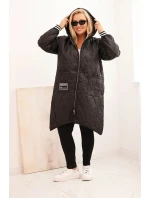 Dámská bunda Plus Size prošívaná s kapucí a sportovními manžetami černá