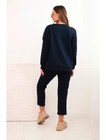 Dámská souprava z viskózy s prošívanou mikinou a kalhotami granatový