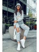 Dámské vysoké textilní tenisky na platformě Big Star LL274185 Bílá Dámské vysoké textilní tenisky na platformě Big Star LL274185 Bílá