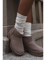 Dámské sněhule z přírodního semiše vyhřívané kožešinou Khaki Milora Dámské sněhule z přírodního semiše vyhřívané kožešinou Khaki Milora