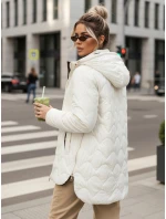 Dámská prošívaná přechodná bunda s odepínací kapucí ecru TY5624