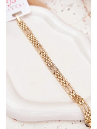 Dámský náramek ze chirurgické oceli s křišťály zlatý