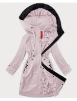 Jednoduchá dámská bunda v pudrově růžové barvě s kapucí LHD (LHD-24590)