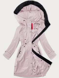 Jednoduchá dámská bunda v pudrově růžové barvě s kapucí LHD (LHD-24590)