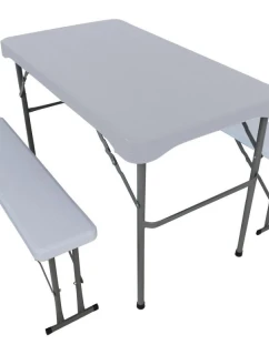 PIKNIKOVÝ A CATERINGOVÝ SET STŮL A 2 LAVICE SVĚTLE ŠEDÁ