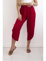 Kalhoty se širokými nohavicemi a kapsami Burgundsko Kalhoty se širokými nohavicemi a kapsami Burgundsko