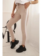 Dámský bavlněný komplet s tričkem a legínami s lampasem bílý