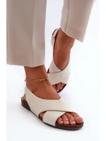 Zazoo 40407 Dámské Kožené Sandály Svetle Béžové