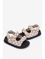 Dětské Sandály Na Suchý Zip Se Zlatými Detaily Béžové Cavina Dětské Sandály Na Suchý Zip Se Zlatými Detaily Béžové Cavina