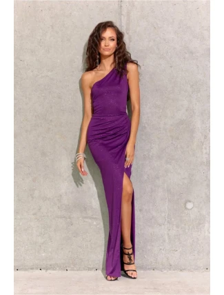 Dámské společenské šaty SUK0274 tmavě fialová třpyt - Roco Fashion Dámské společenské šaty SUK0274 tmavě fialová třpyt - Roco Fashion