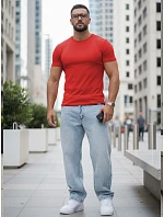 Pánské bavlněné tričko basic červené FashionStreet RX5689 Pánské bavlněné tričko basic červené FashionStreet RX5689