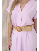 Šaty s ozdobným páskem cukrově růžová