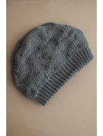 Dámská zimní čepice z vlny s ozdobným pletením K451 tmavě šedá