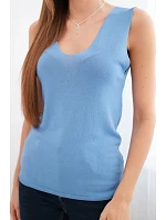 Dámská viskózová halenka bez rukávů s výstřihem do V džínová Dámská viskózová halenka bez rukávů s výstřihem do V džínová