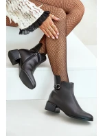 Zateplené dámské boty na podpatku se zipem černé Vinceza 66724