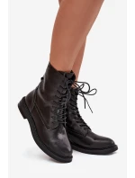 Kožené Zateplené Dámské Kotníkové Workery Big Star SS274480 Černé Kožené Zateplené Dámské Kotníkové Workery Big Star SS274480 Černé