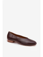 Dámské baleríny z eko kůže na plochém podpatku hnědé Olyssia Dámské baleríny z eko kůže na plochém podpatku hnědé Olyssia