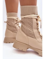 Dámské světle béžové šněrovací kotníkové boty Gentiana Dámské světle béžové šněrovací kotníkové boty Gentiana