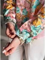 Dámské květované tričko oversize BLOSSIVA růžové FashionStreet DY0465