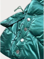 Zelená metalická krátká dámská zimní bunda puffer (omdl-022)