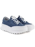 Dámské kožené boty na platformě modré Vince dámské