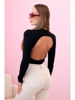 Dámská halenka s dlouhým rukávem a hlubokým výstřihem černý