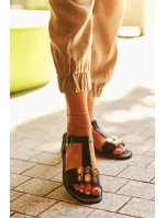 Elegantní Dámské Sandály S Ozdobnými Detaily S.Barski KV27-030 Černé