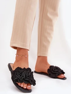 Ploché Dámské Pantofle S Mašlí Černé Tobin