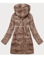 Hnědá dámská bunda-kožíšek s kapucí (br9741-12) Hnědá dámská bunda-kožíšek s kapucí (br9741-12)