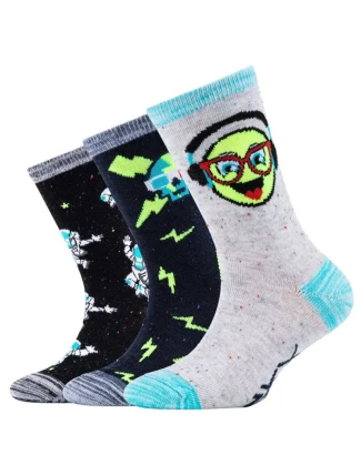 Skechers 3PPK Chlapecké ponožky pro volný čas Space and Smileys SK41060-5801 Vícebarevné 23-26