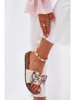 Dámské pantofle s mašlí na korkové platformě béžové Lisandrea