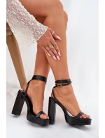 Dámské Sandály Na Podpatku S Páskem Černé Fevenne