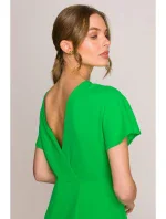 S398 Tužkové šaty s rozparkem na boku - zelené
