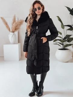 Dámská zimní dlouhá prošívaná bunda s kožešinou černá FashionStreet TY5085