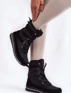 Dámské šněrovací boty do sněhu Progress PROGJ-22-134 Černé