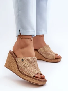 Dámské pantofle na podpatku Sergio Leone KL213 Beige