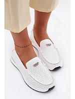 Dámské Mokasyny Z Přírodní Kůže Bílé Demela