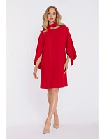 M908 Šaty s ozdobnými širokými rukávy - červené