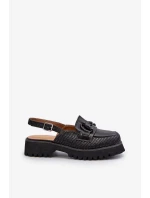 Dámské sandály na plochém podpatku s ozdobou Černá D&A Dámské sandály na plochém podpatku s ozdobou Černá D&A